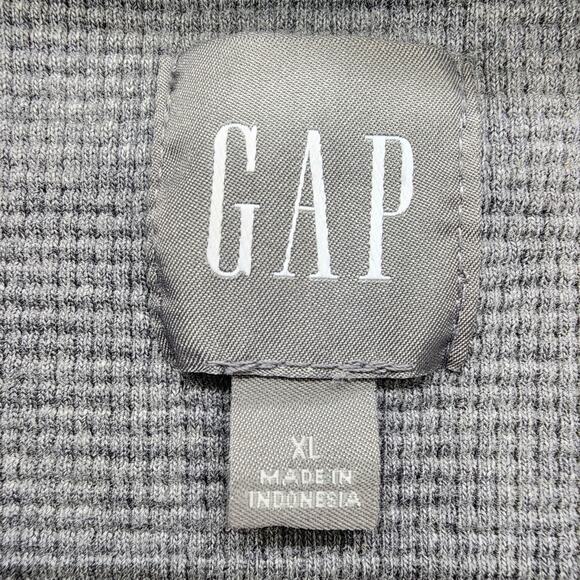Gap Hoodie Mens XXL Gray Waffle Knit Pullover Kangaroo Pocket Causal Thermal - Picture 3 of 8
